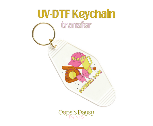 Softball Mom UV-DTF Keychain