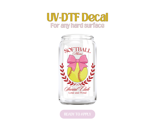 Softball Moms Social Club UV-DTF Decal