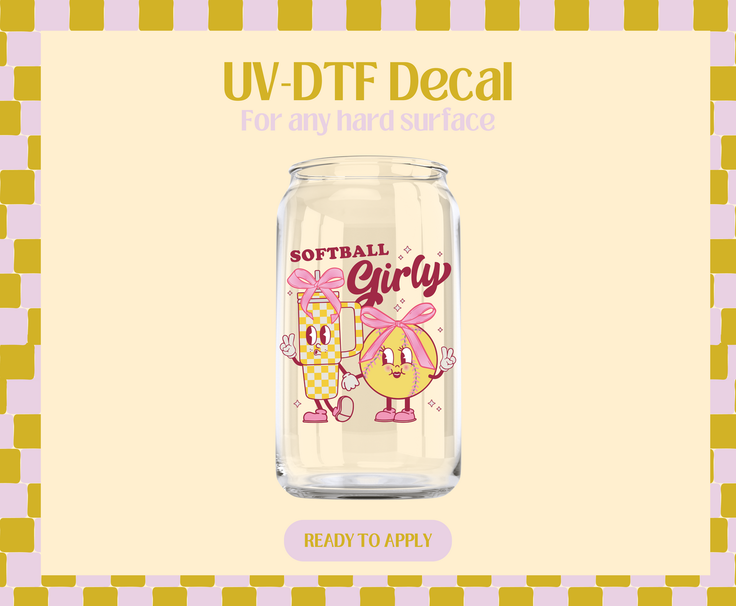 Softball girly UV-DTF Decal