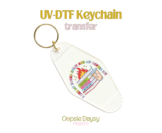 Spicy Book and Icy Coffee UV-DTF Keychain