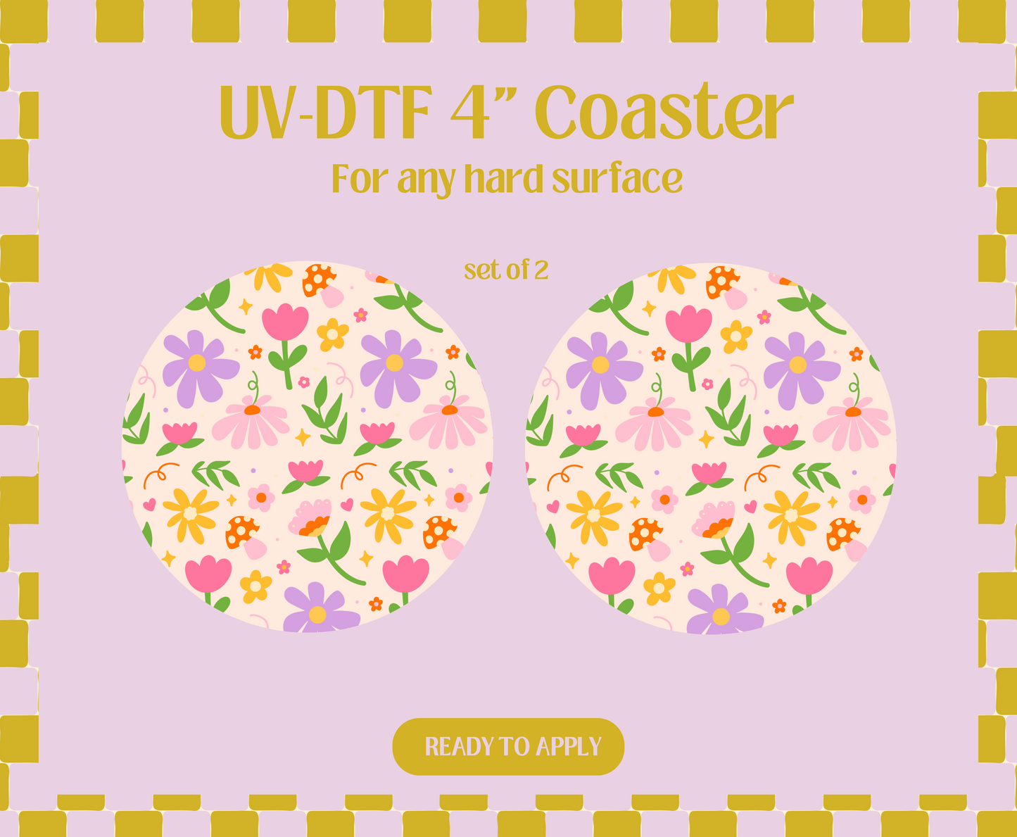 Spring Doodles UV-DTF 4" Coaster