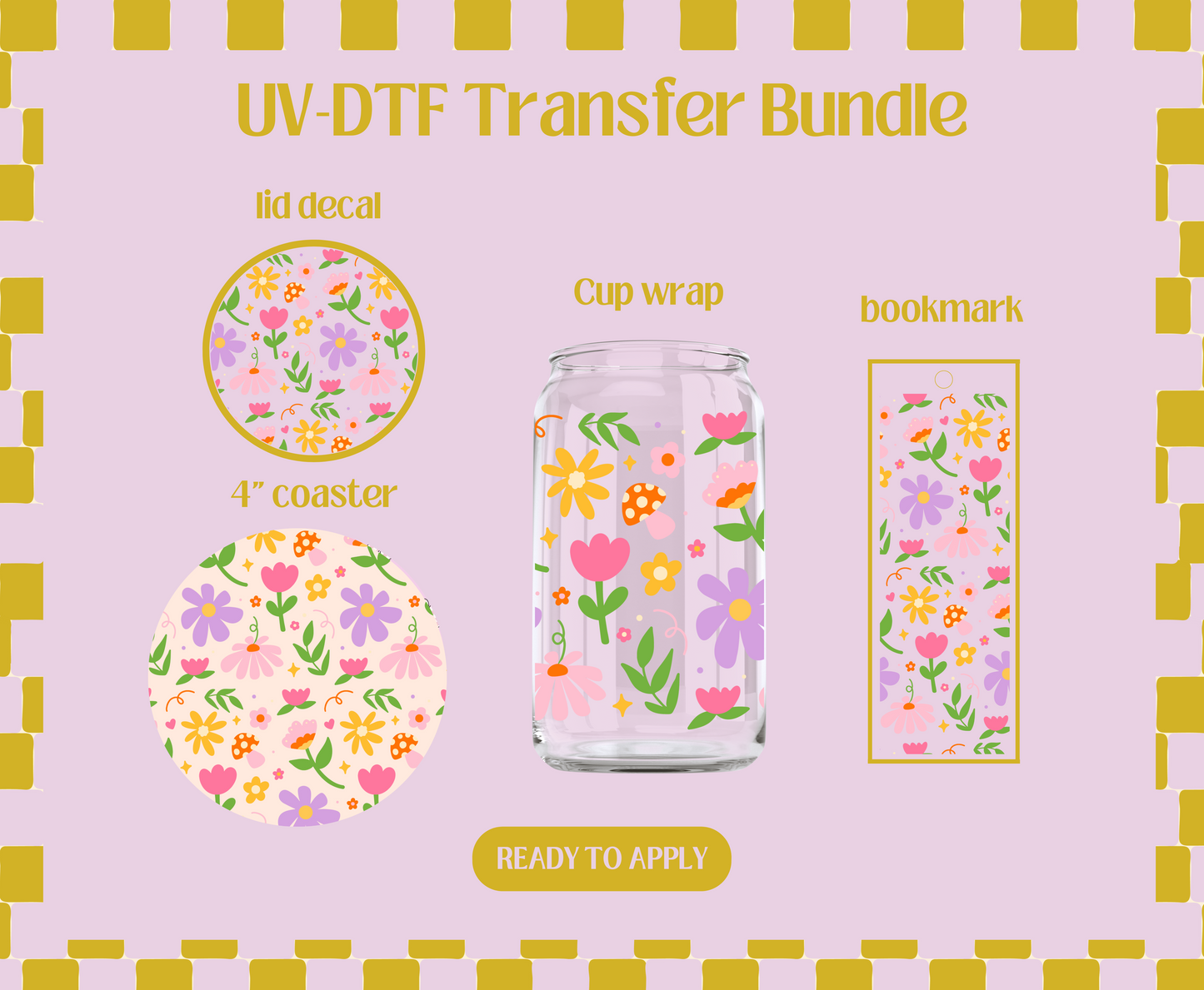 Spring doodles UV-DTF Transfer Bundle