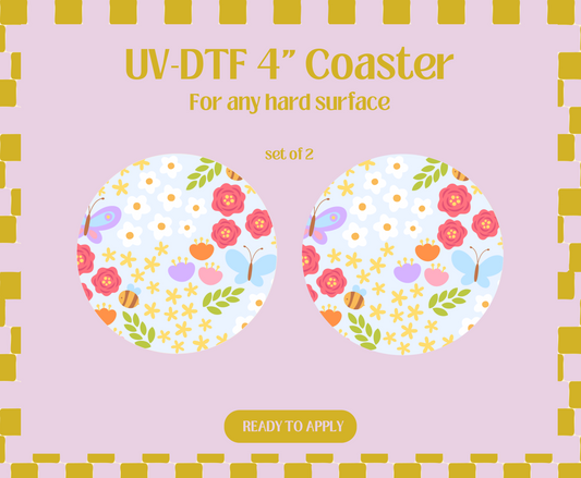 Spring floral UV-DTF 4" Coaster