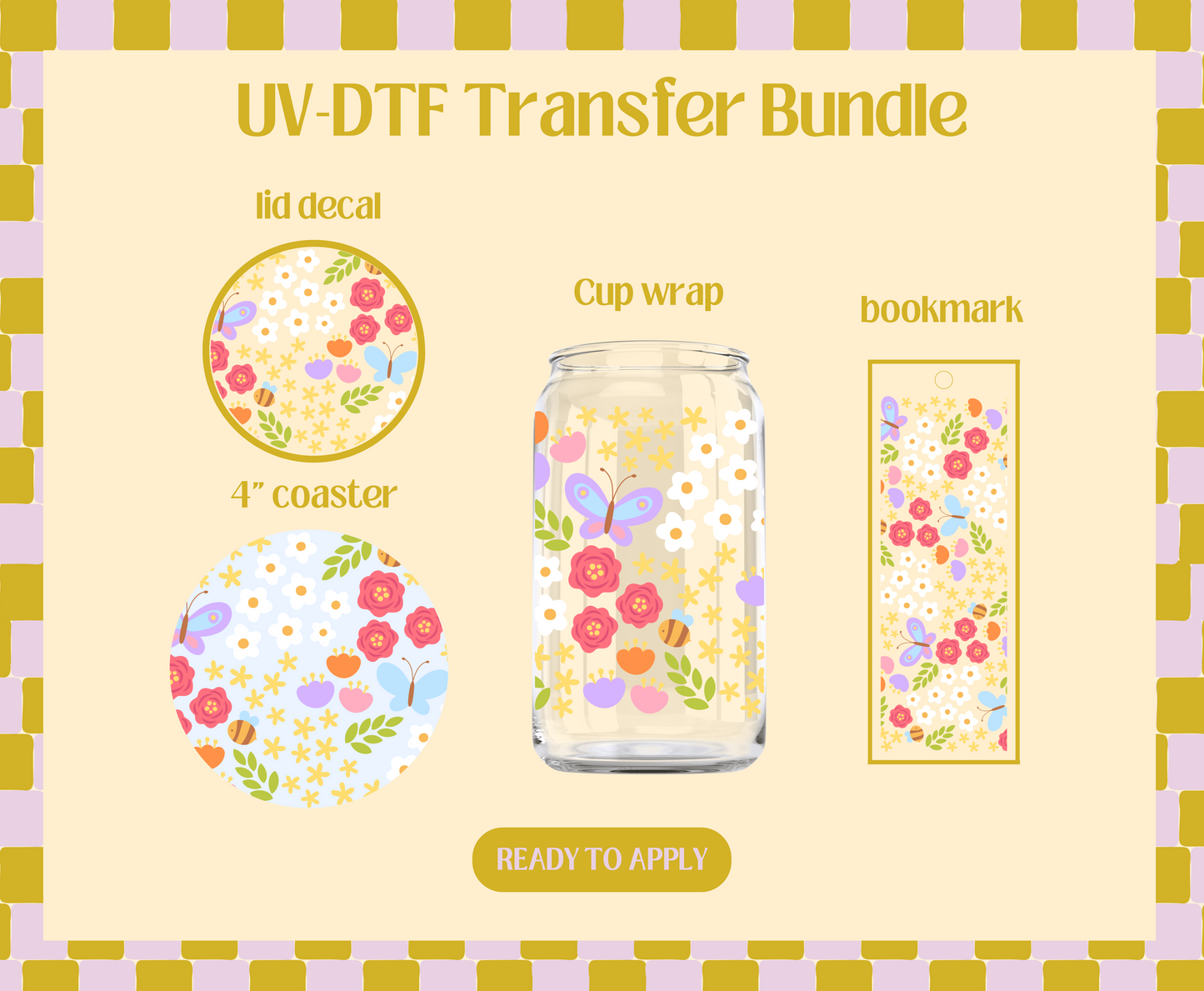 Spring floral UV-DTF Transfer Bundle