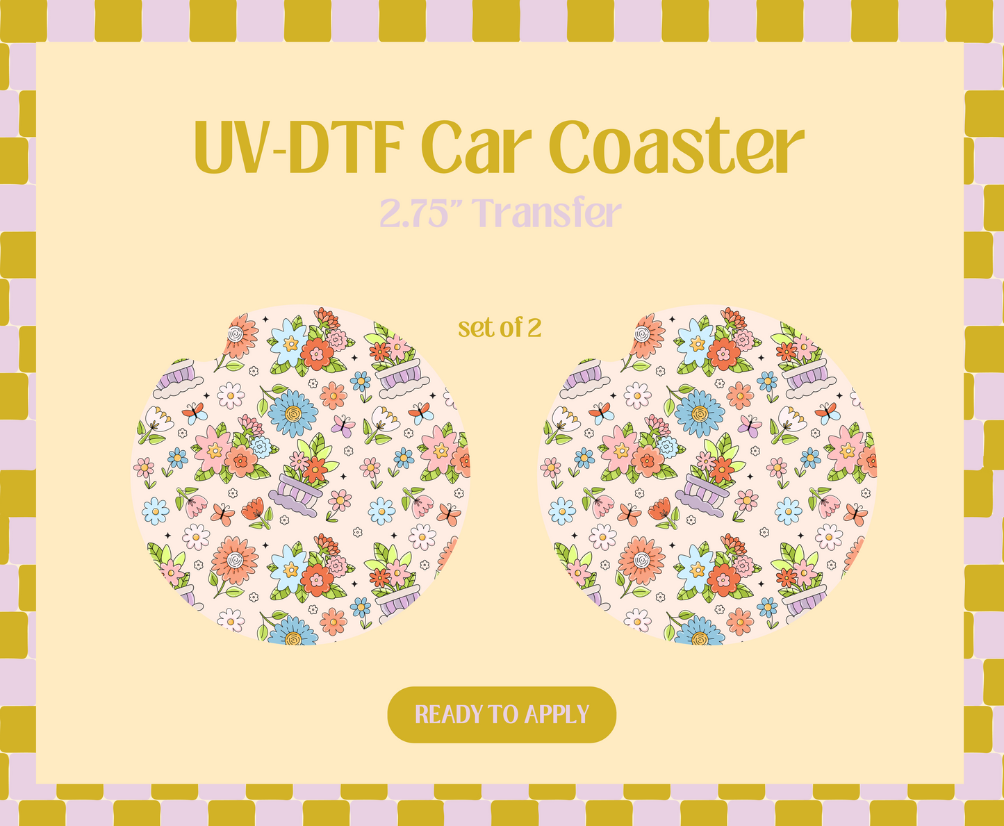 Spring Garden Flowers UV-DTF Car Coaster