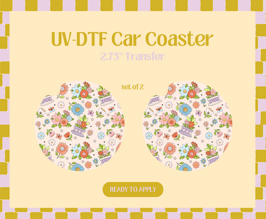 Spring Garden Flowers UV-DTF Car Coaster