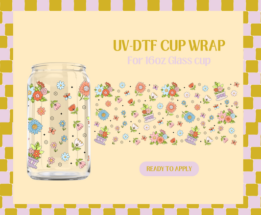 Spring Garden Flowers UV-DTF Wrap