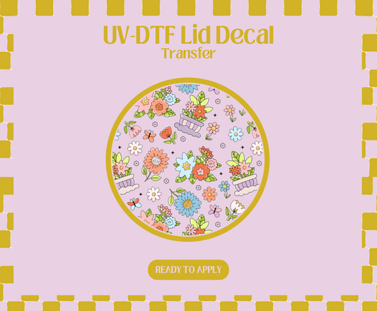 Spring Garden Flowers UV-DTF Lid Decal