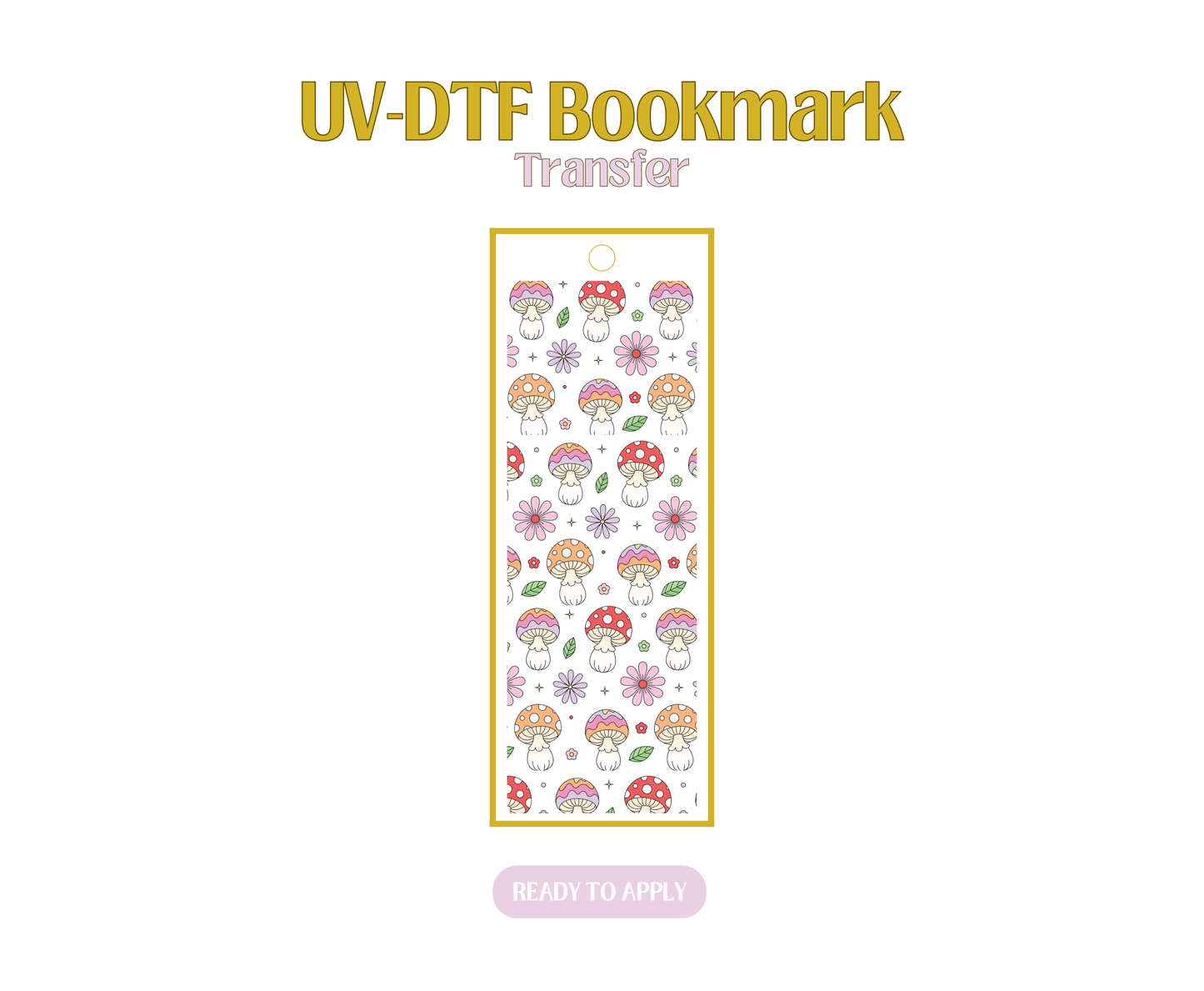 Spring Mushrooms Black UV-DTF Bookmark