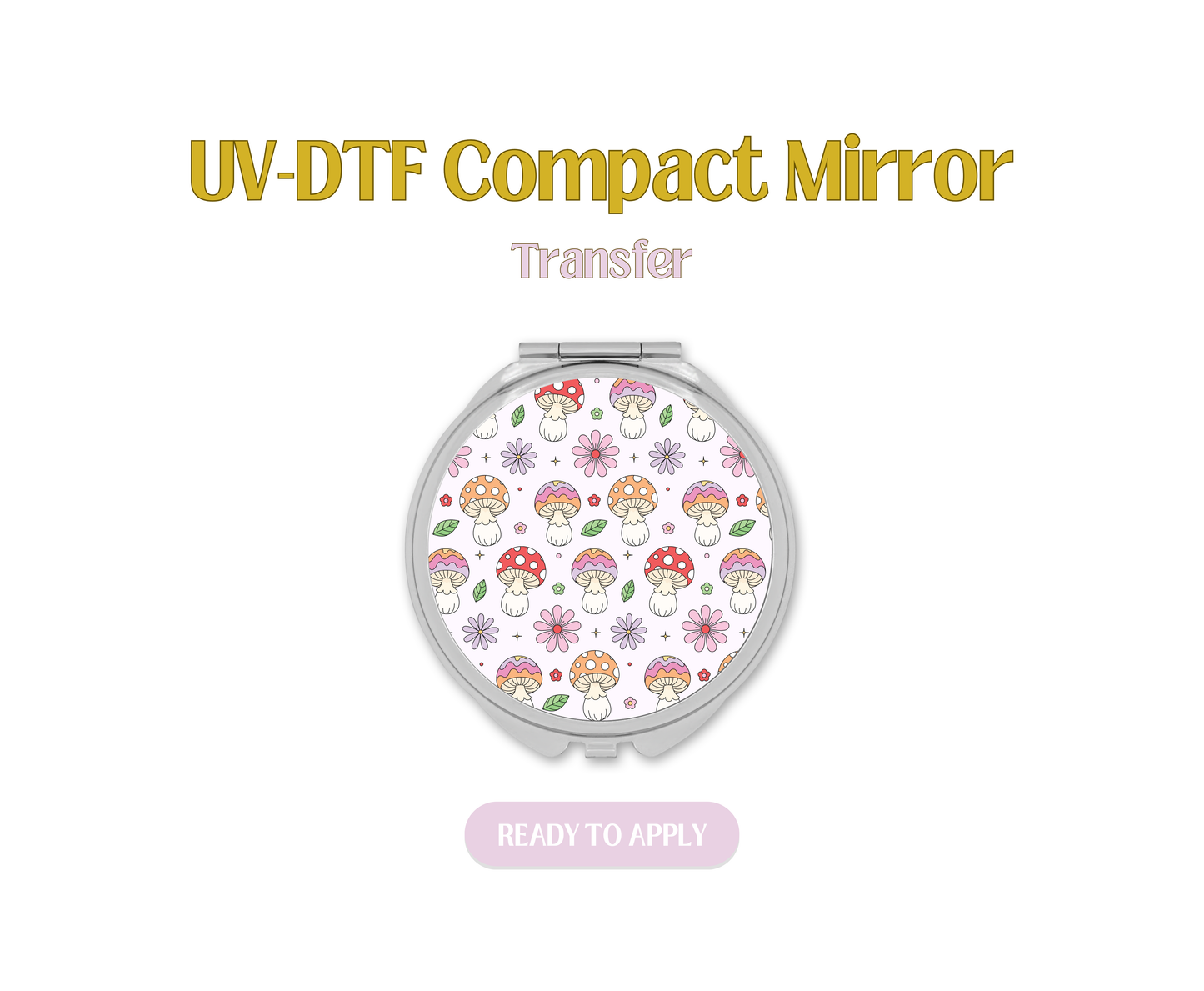 Spring Mushrooms Black UV-DTF Compact Mirror