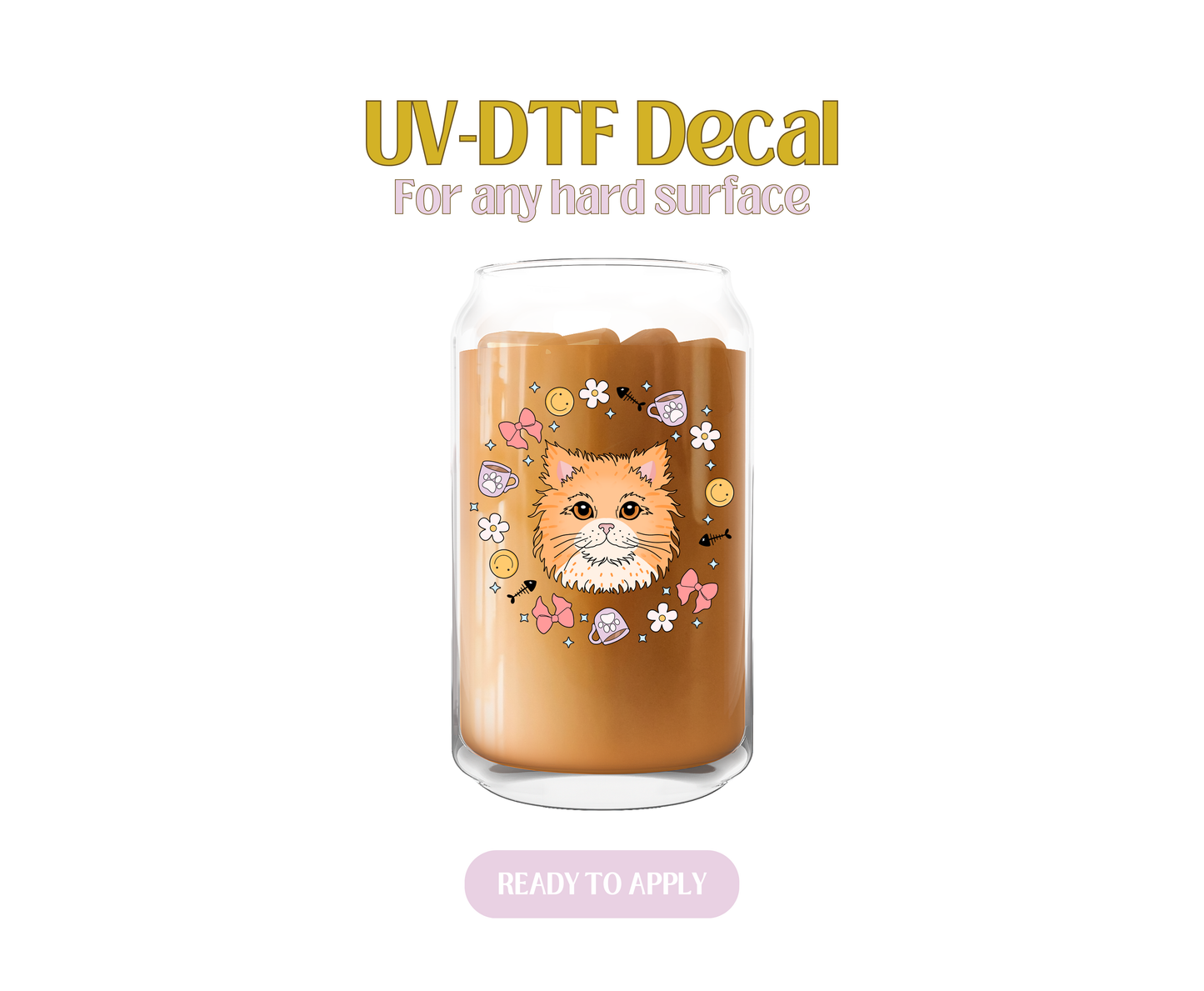 Spring Orange and White Cat Vibes UV-DTF Decal