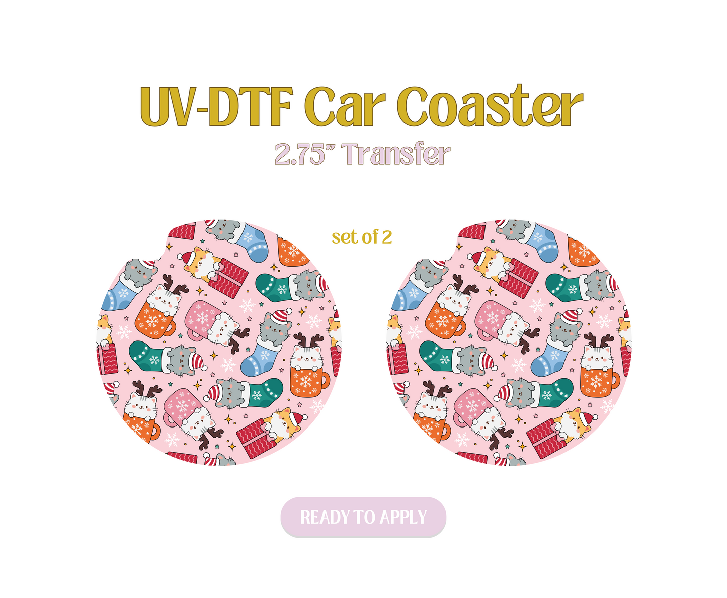 Stocking Kitties UV-DTF Car Coaster