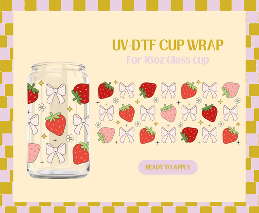 Strawberries and bows UV-DTF Wrap