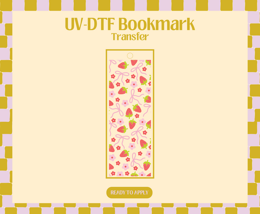 Strawberry Bow UV-DTF Bookmark