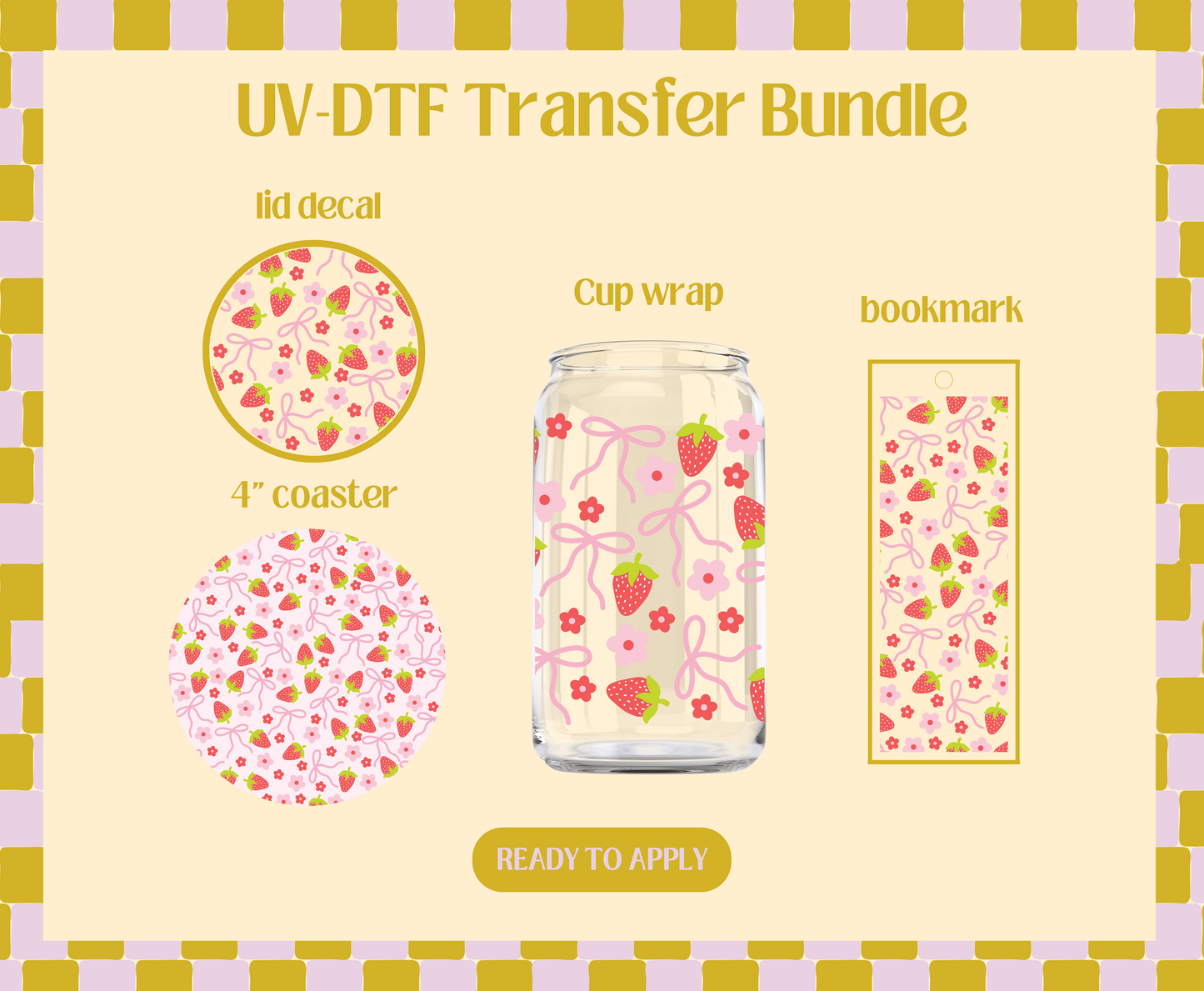 Strawberry Bow UV-DTF Transfer Bundle