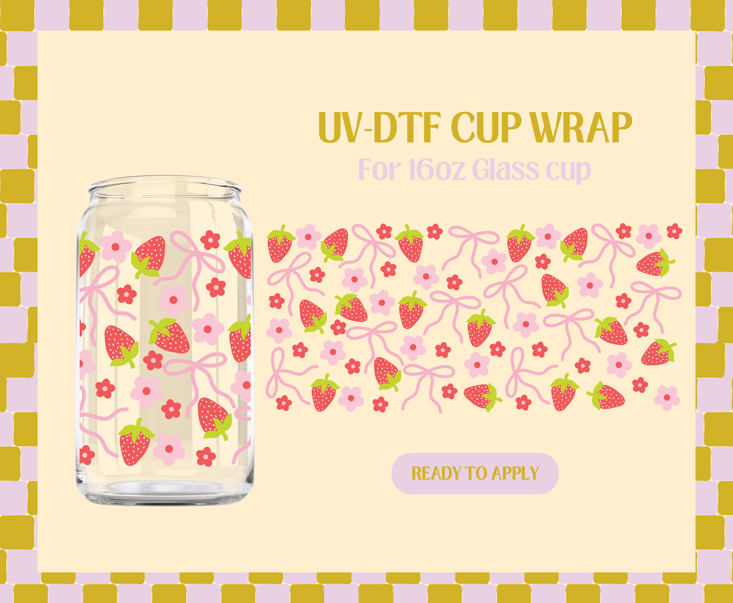 Strawberry Bow UV-DTF Wrap