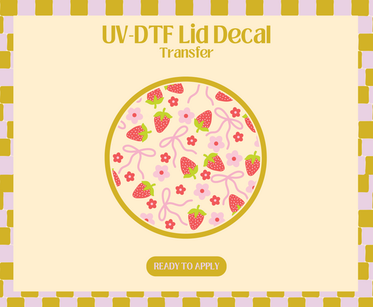 Strawberry Bow UV-DTF Lid Decal