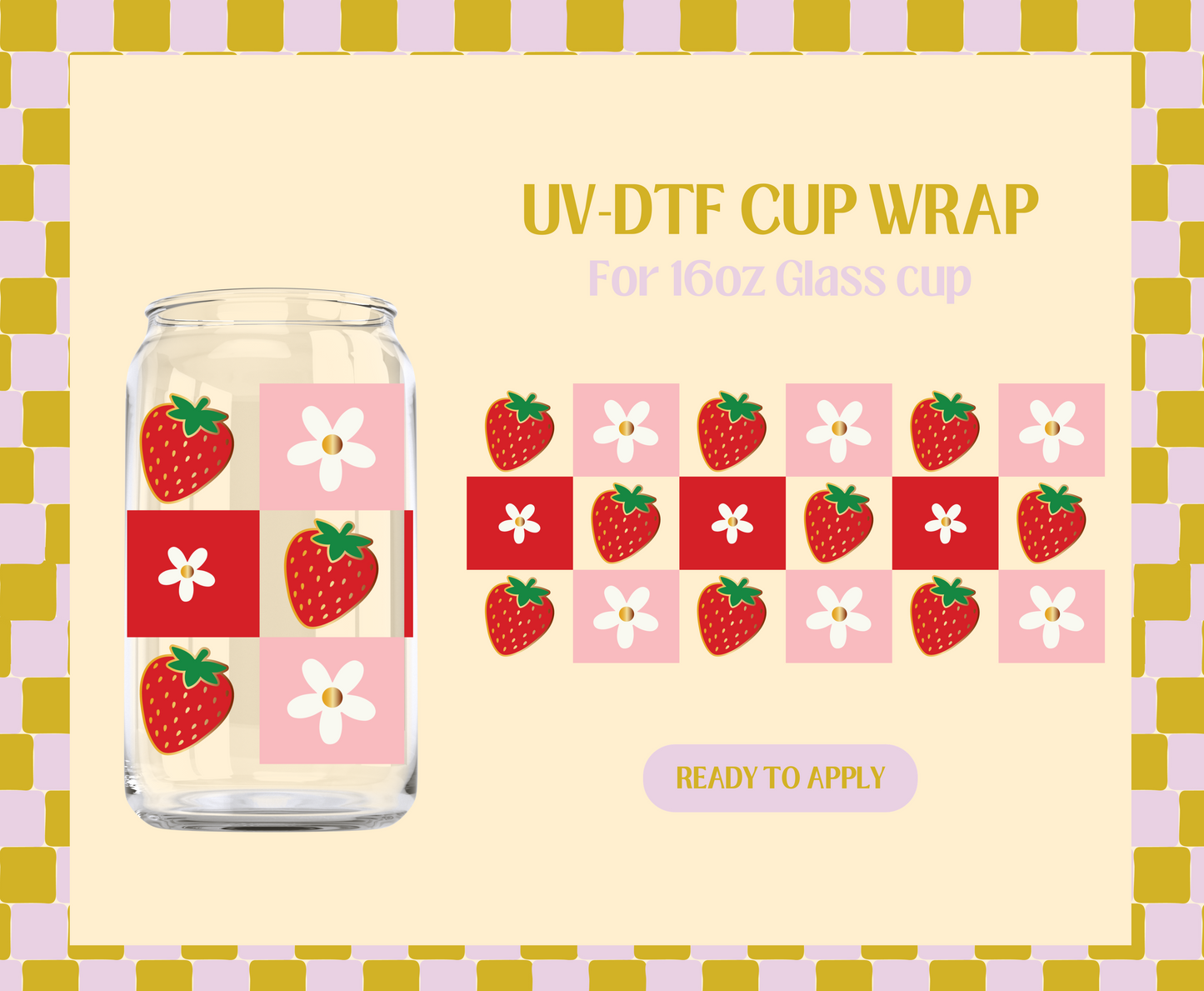 Strawberry Checkers UV-DTF Wrap