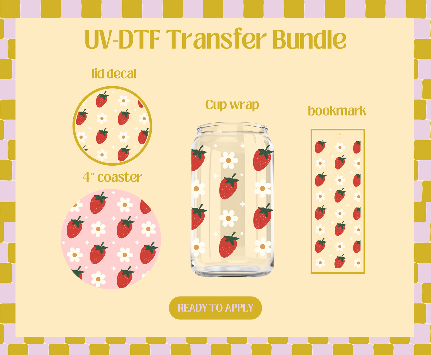 Strawberry Field UV-DTF Transfer Bundle