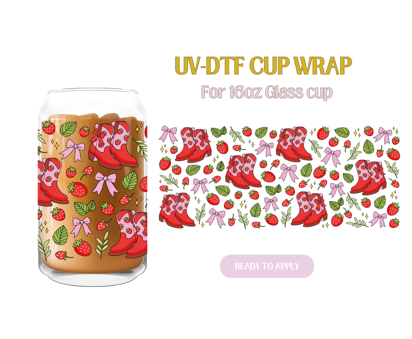 Strawberry Garden Boots UV-DTF Wrap