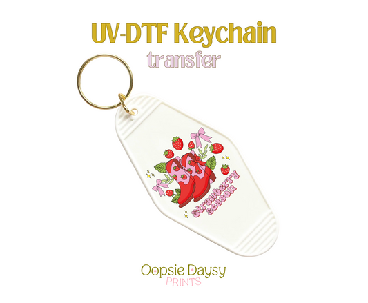 Strawberry Season Boots UV-DTF Keychain