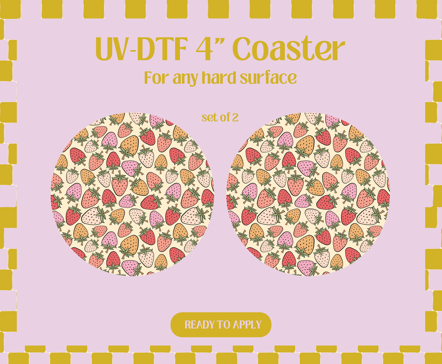 Summer Strawberries UV-DTF 4" Coaster