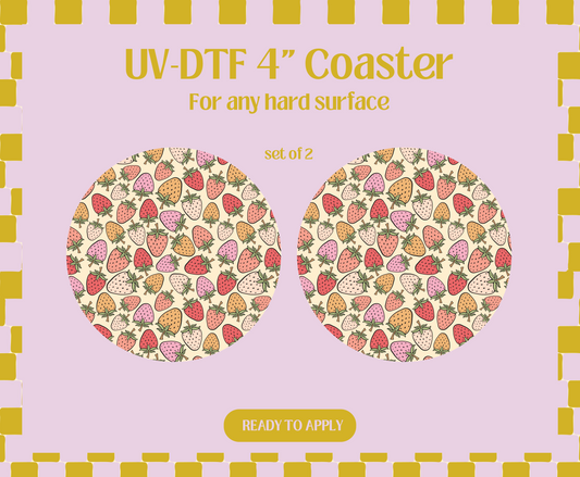 Summer Strawberries UV-DTF 4" Coaster