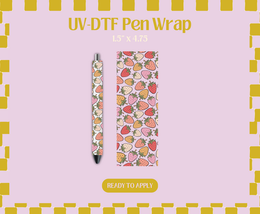 Summer Strawberries UV-DTF Pen Wraps