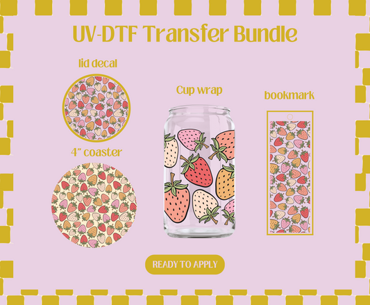 Summer Strawberries UV-DTF Transfer Bundle