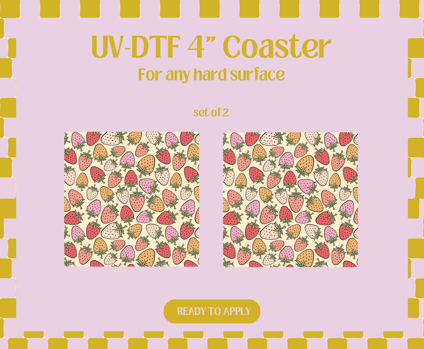 Summer Strawberries UV-DTF 4" Coaster