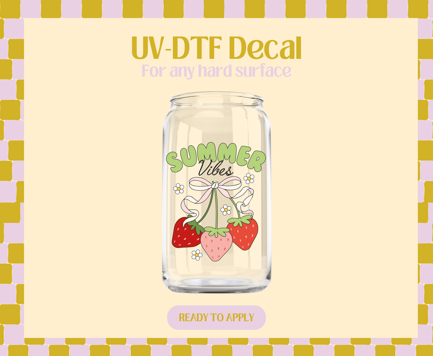 Summer Strawberry Vibes UV-DTF Decal