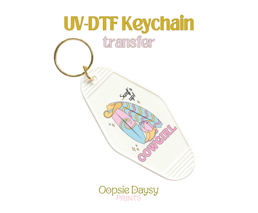 Surfs Up Cowgirl UV-DTF Keychain