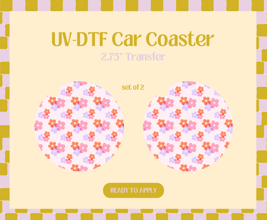 Sweet Florals UV-DTF Car Coaster