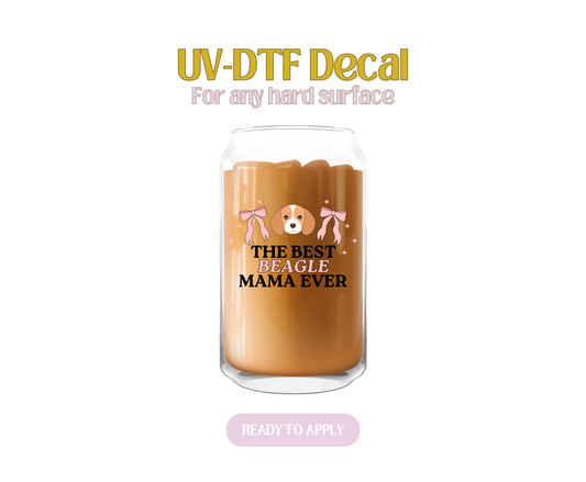 Tan Coquette Beagle Mama UV-DTF Decal