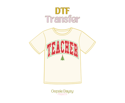 Teacher Red Xmas DTF Transfer