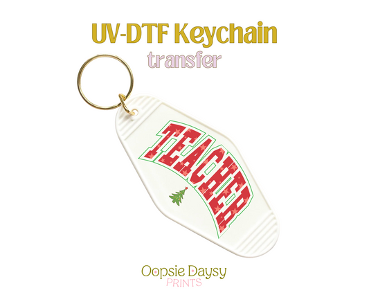 Teacher Red Xmas UV-DTF Keychain