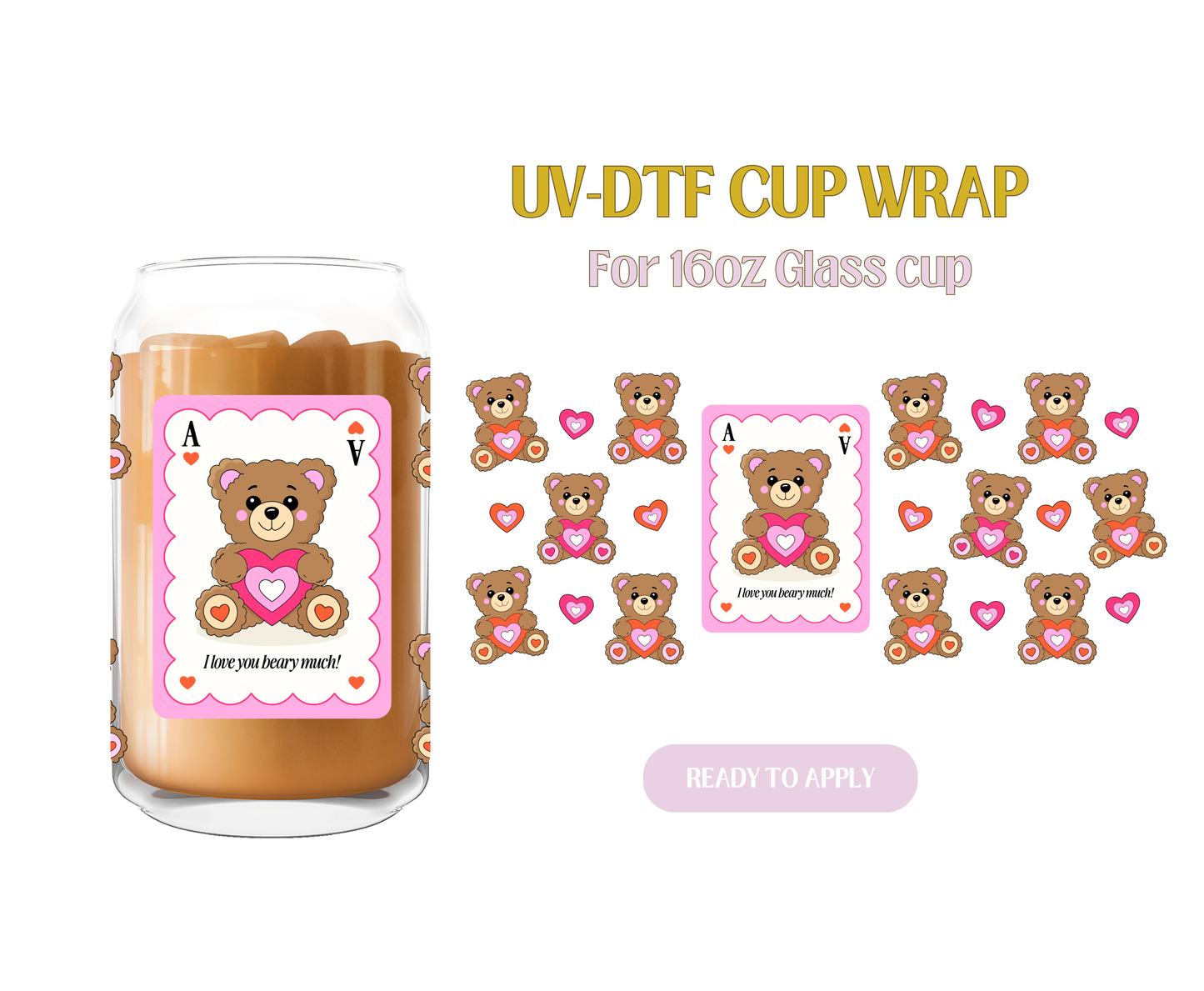 Teddy Aces Pink UV-DTF Wrap