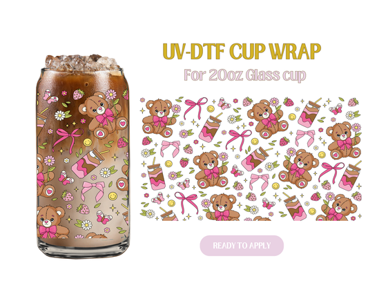 Teddy & Coffee 20oz UV-DTF Wrap