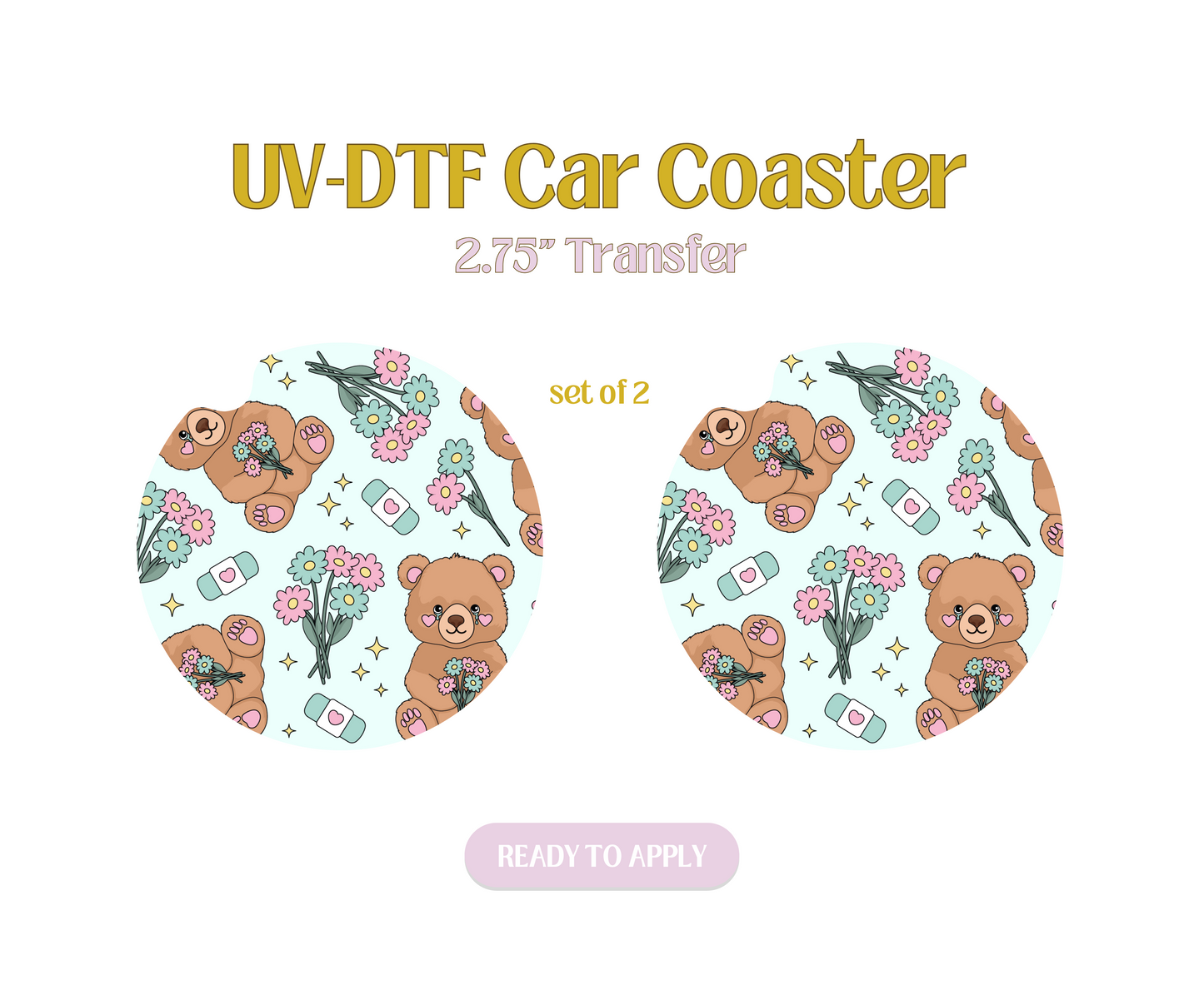 Crying Bear UV-DTF Car Coaster