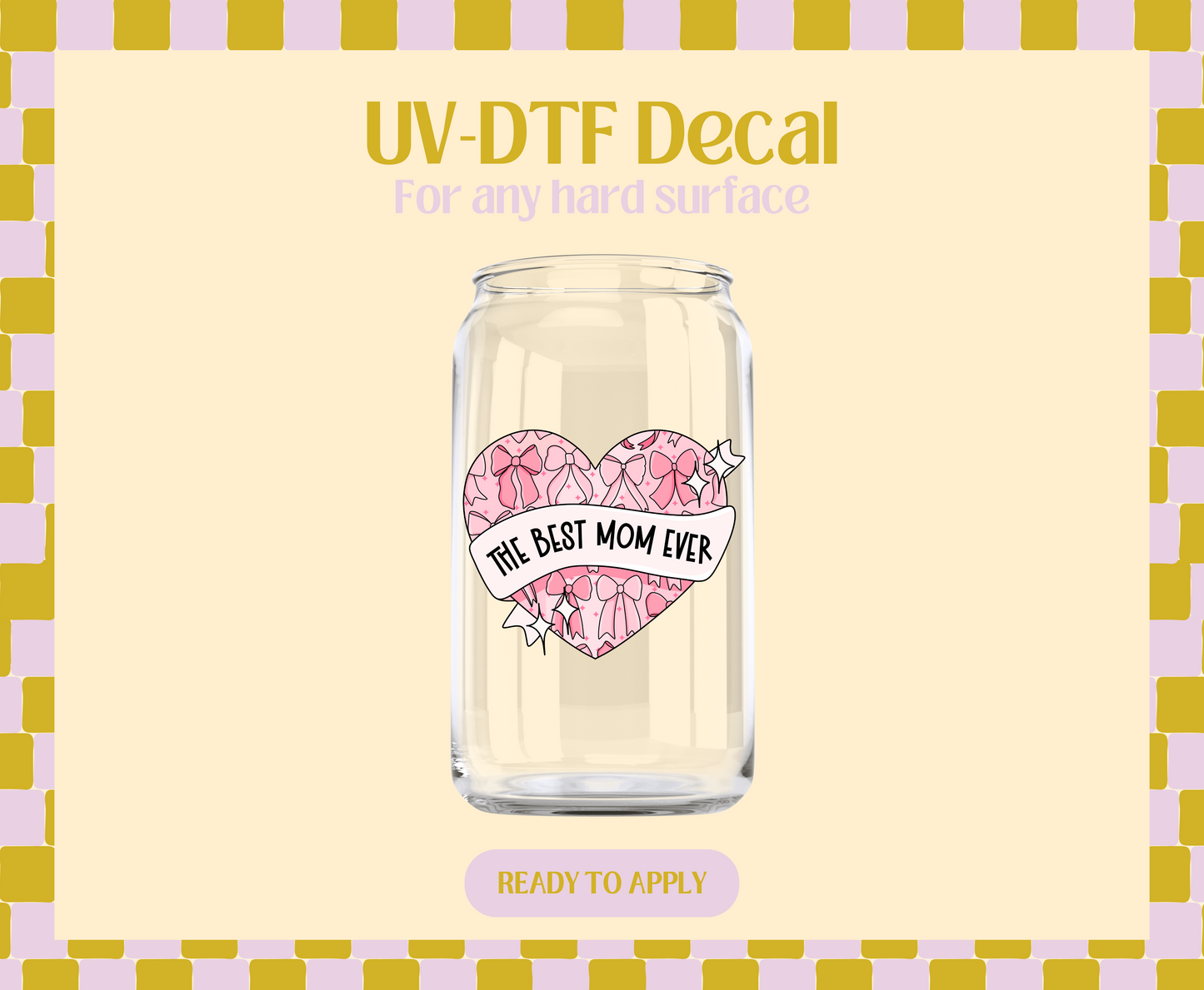 The Best Mom Ever heart UV-DTF Decal