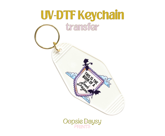 This is The Book of a Book Dragon UV-DTF Keychain