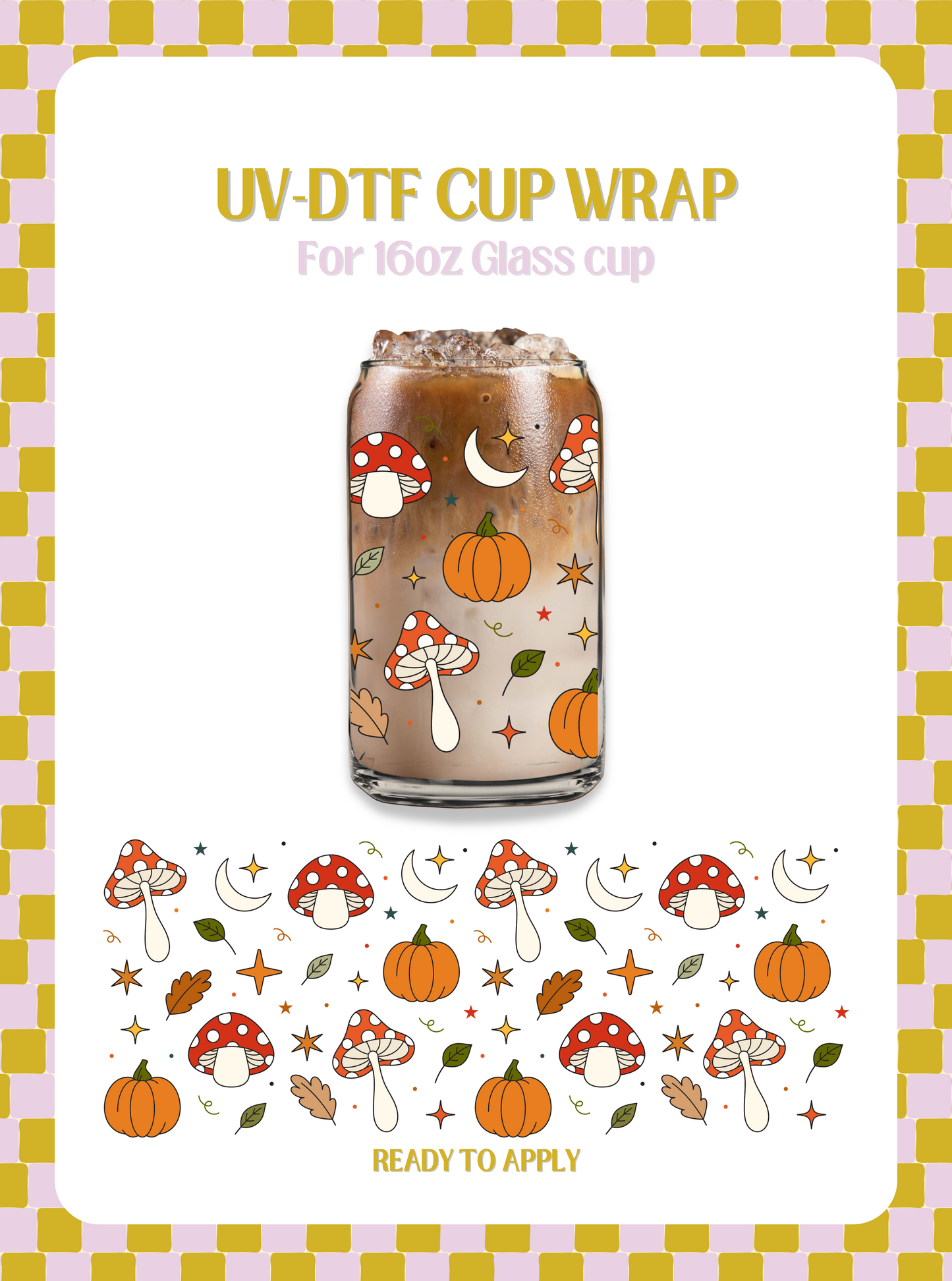 Fall Mushrooms UV-DTF Wrap