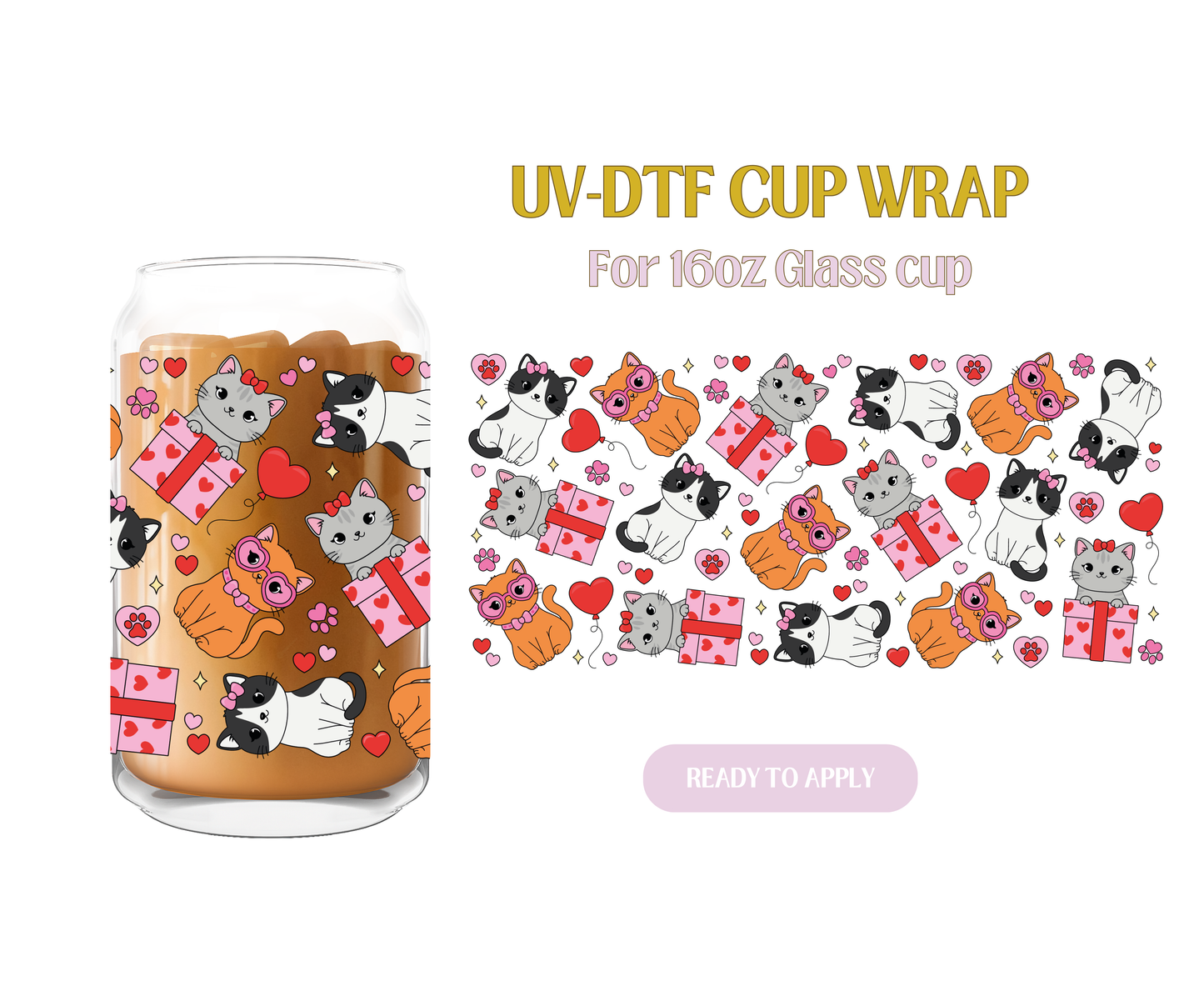 Valentines Cat Presents UV-DTF Wrap