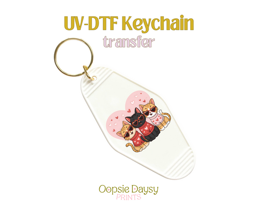 Valentines Cats UV-DTF Keychain