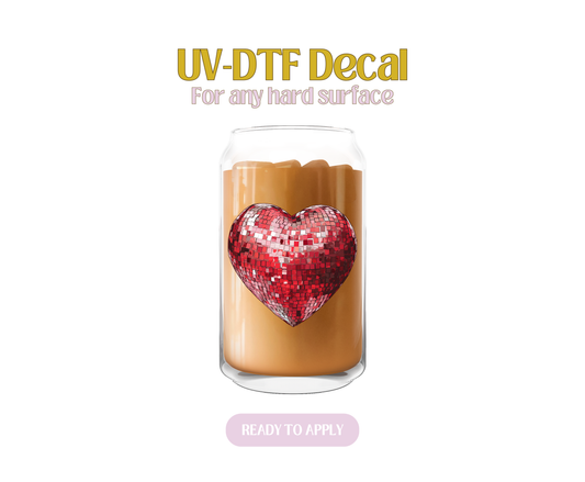 Valentines Disco Heart UV-DTF Decal