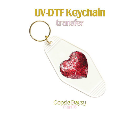 Valentines Disco Heart UV-DTF Keychain