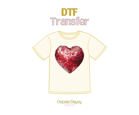 Valentines Disco Heart DTF Transfer