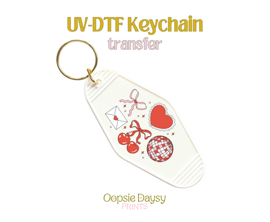 Valentines Girlie Disco UV-DTF Keychain