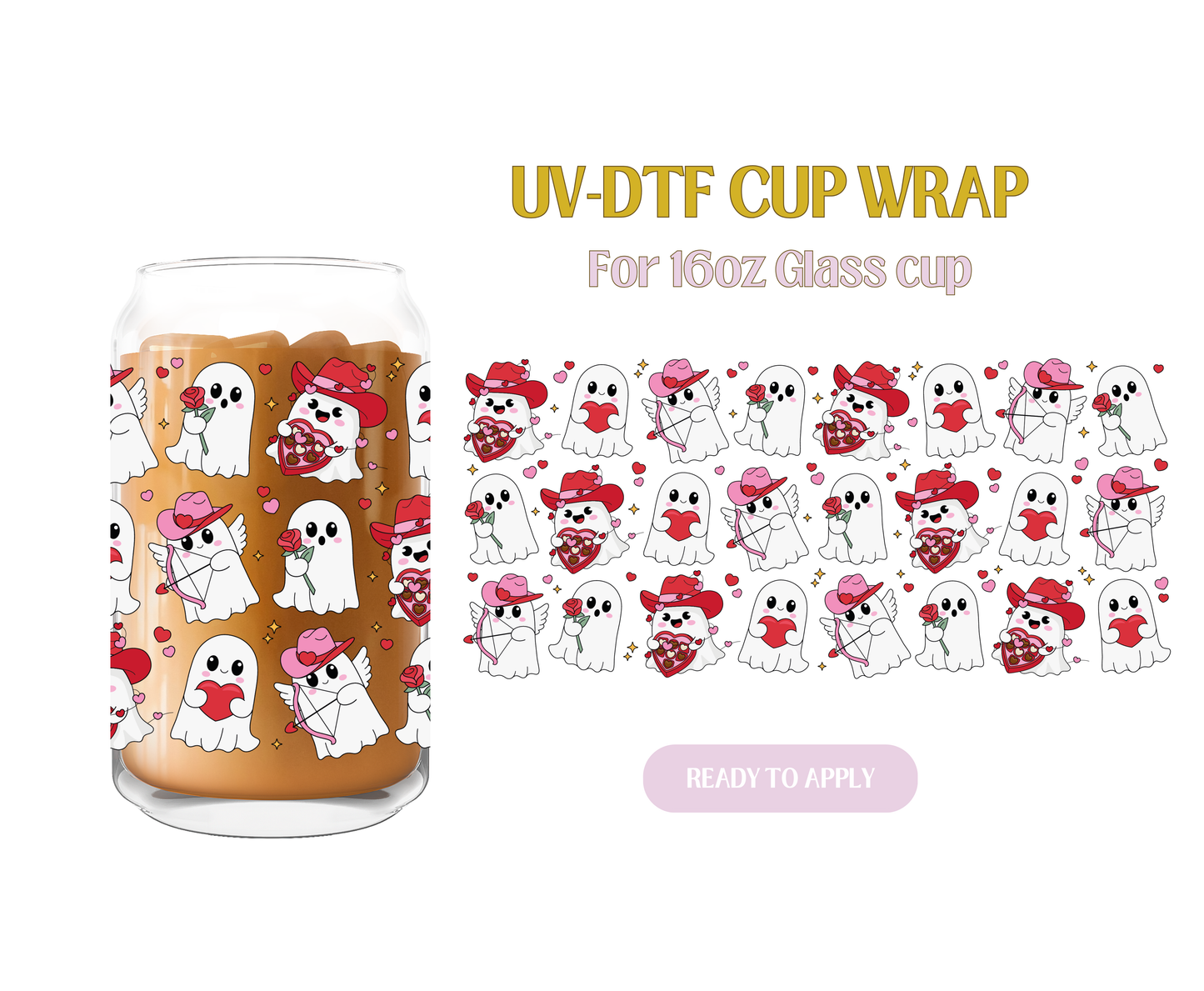 Valentines Howdy Love Ghost UV-DTF Wrap