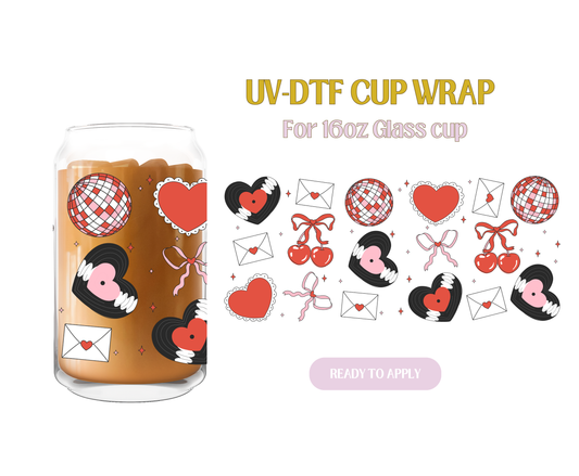 Valentines Vinyl Heart Records UV-DTF Wrap